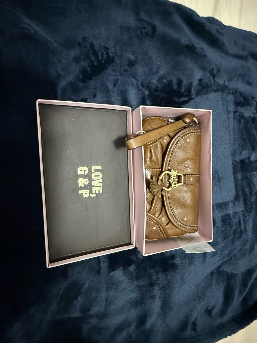 Juicy Couture Brown Leather Wristlet with Gold-Tone Accent